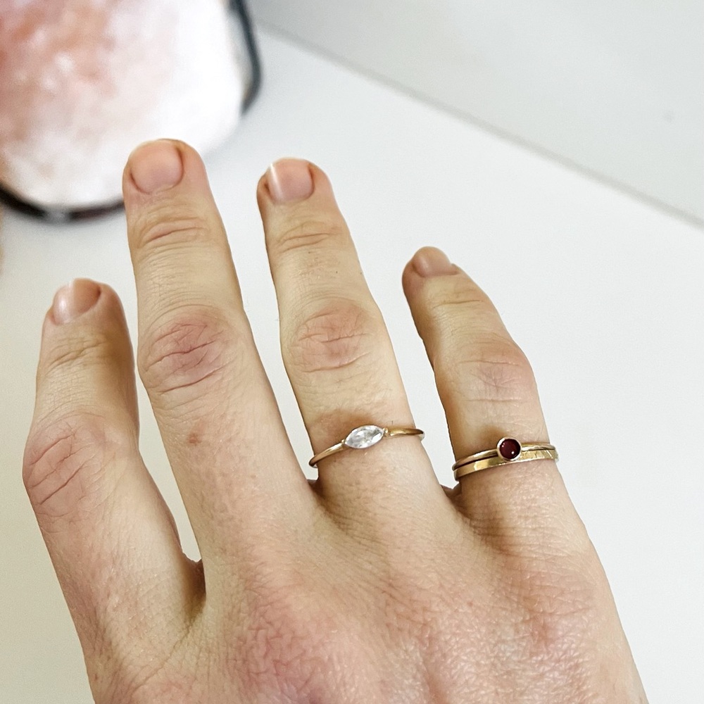 14k Solid Gold Marquise CZ Ring